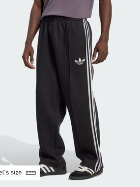 Adidas Mens Black Trefoil Three-Stripe Sweatpants Size Large
